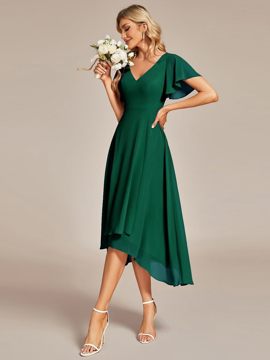 Grace emerald short chiffon dress Express NZ wide - Bay Bridal and Ball Gowns