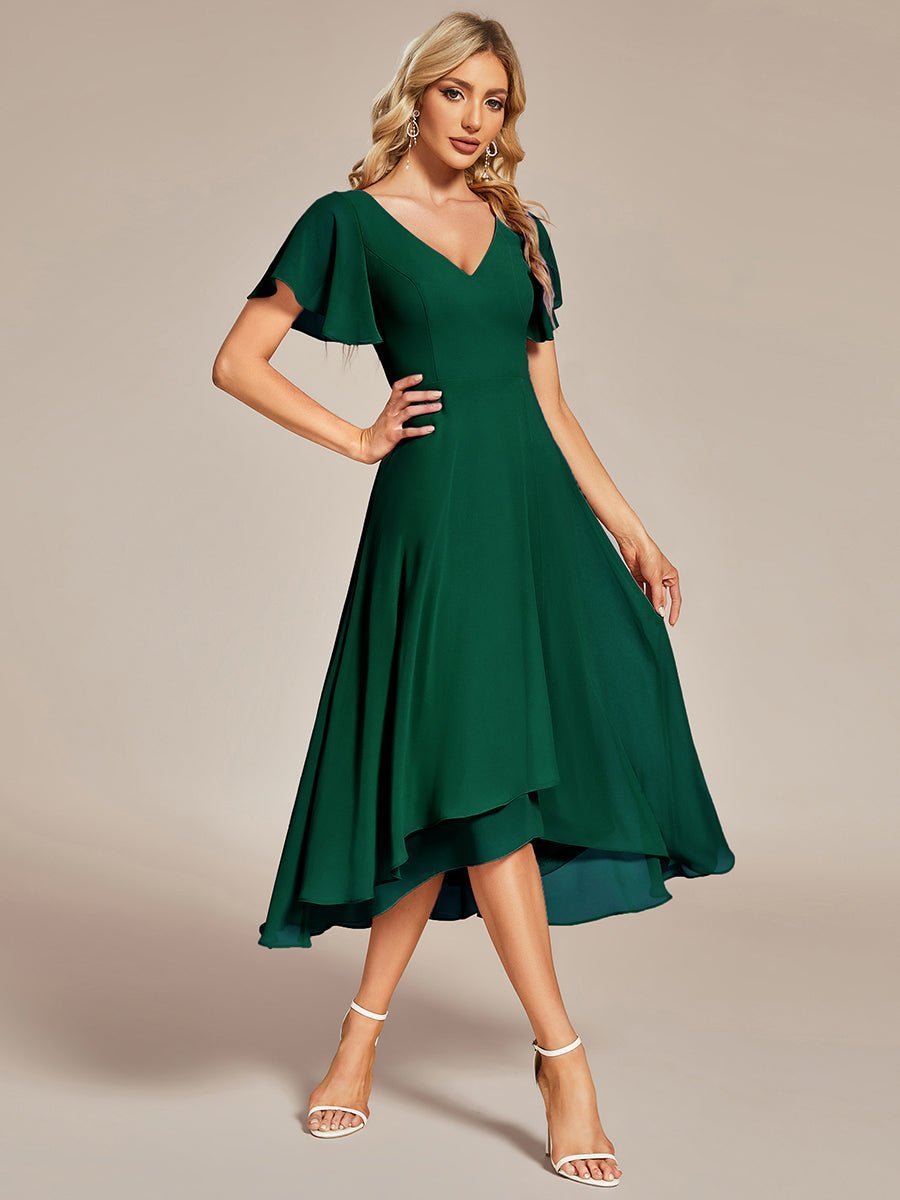 Grace emerald short chiffon dress Express NZ wide - Bay Bridal and Ball Gowns