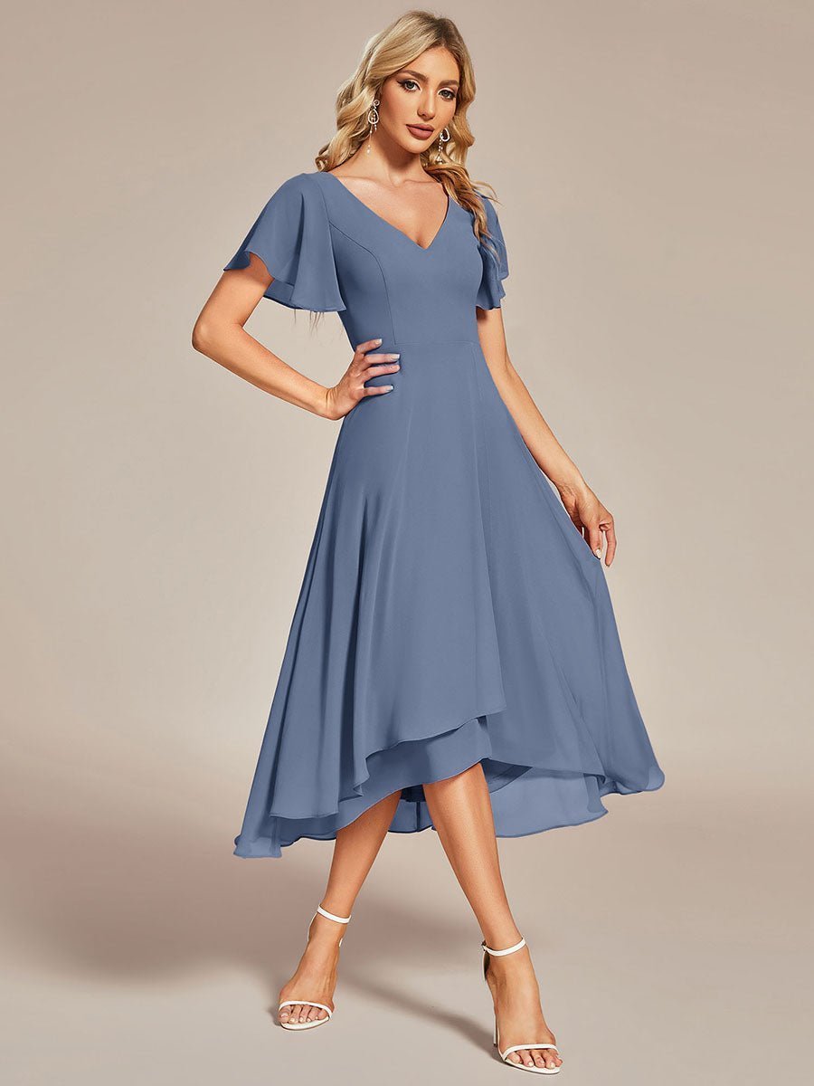 Grace midi mother of the bride gown in dusky navy Express NZ wide - Bay Bridal and Ball Gowns