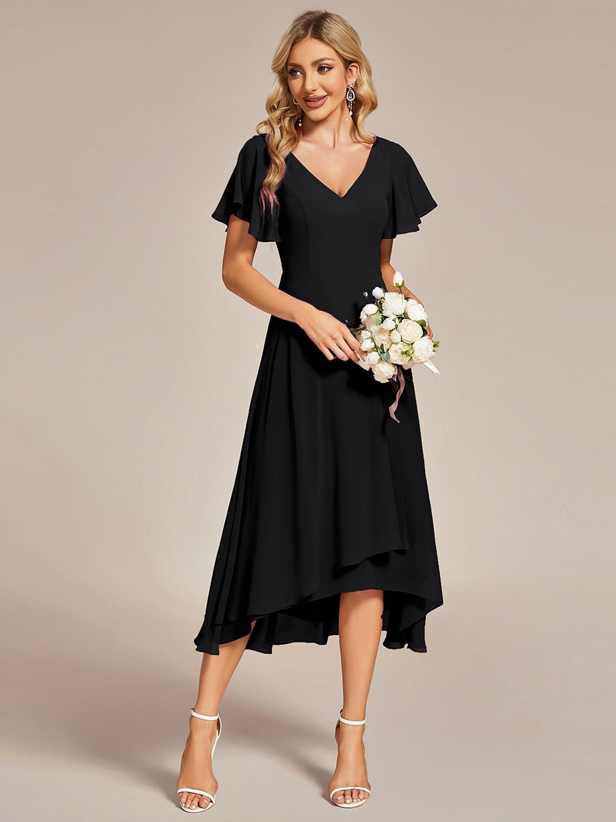 Grace V neck chiffon high how mother of the bride gown - Bay Bridal and Ball Gowns