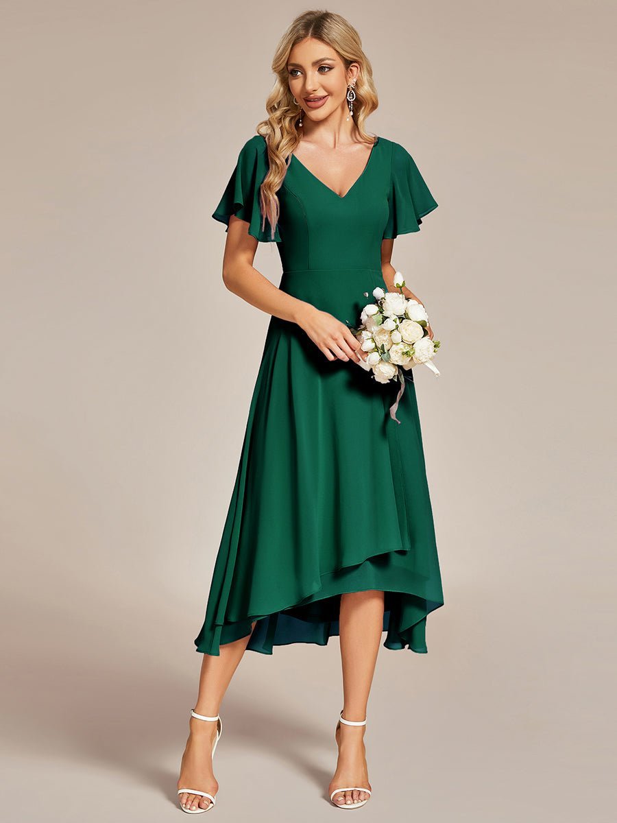 Grace V neck chiffon high how mother of the bride gown - Bay Bridal and Ball Gowns