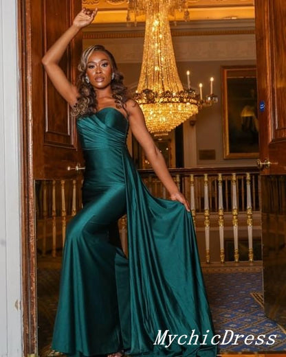 Roycebridal Cheap One Shoulder Green Bridesmaid Dresses Long Wedding Guest Dress