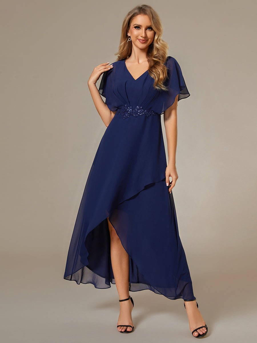 Haydie navy high low Mother of the bride dress Express NZ wide - Bay Bridal and Ball Gowns