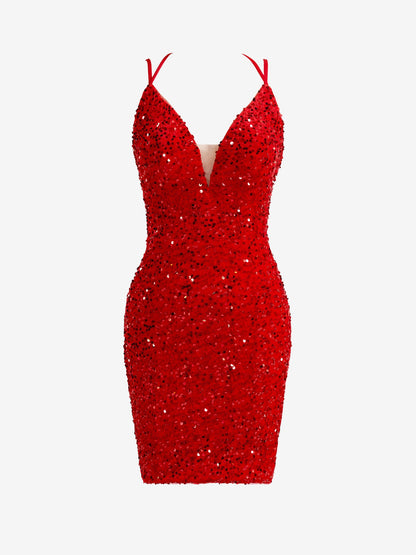 Heidi |Red Sheath Homecoming Dress with Slit