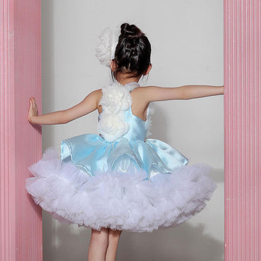 Roycebridal Luxury Sky Blue Girl Dress Pearls Baby Kids Princess Birthday Wedding Party Children Holy Communion Gown 2025 J027