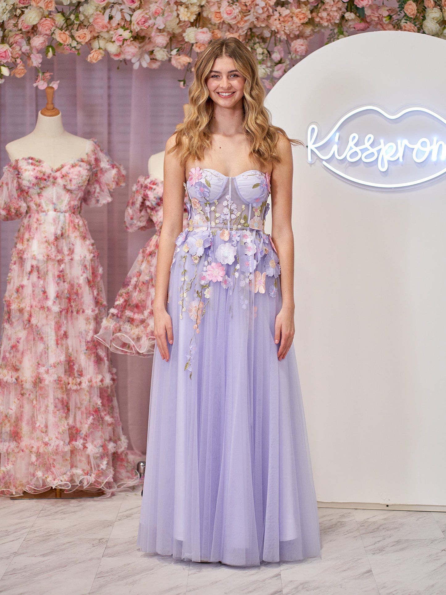 Hope |A-Line Strapless Tulle Homecoming Dress With 3D Flowers