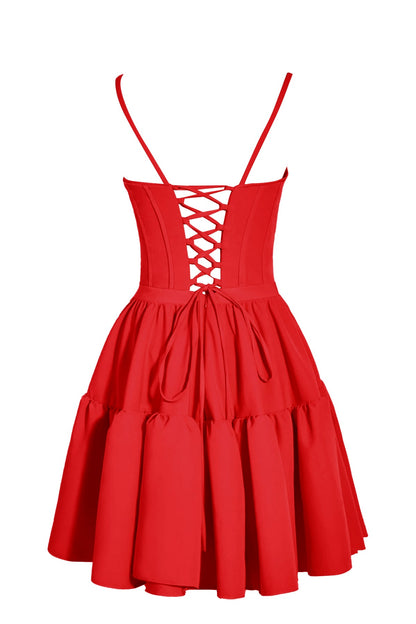 Mabel |A-line Ruffled Lace-Up Homecoming Dress