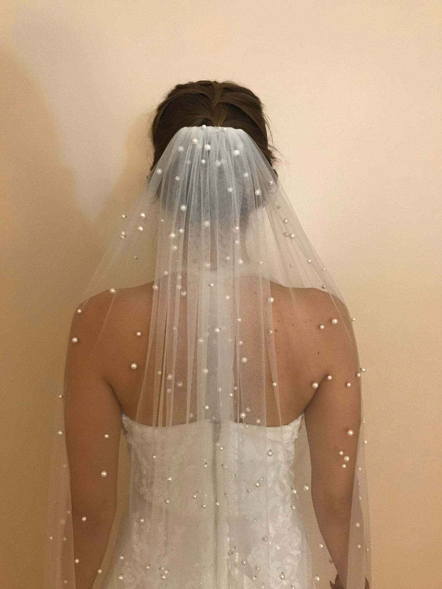 Roycebridal Vintage Lace Tulle Pearl Bridal Veil Wedding Veil