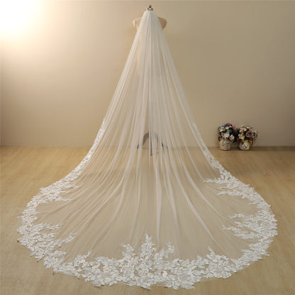 Roycebridal Vintage Lace Trim Transparent Wedding Veil Bridal Veil