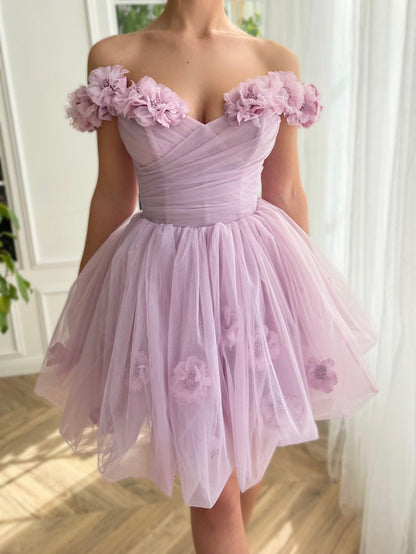 Ruby | Lilac Corset Strapless Short Tulle Homecoming Dress