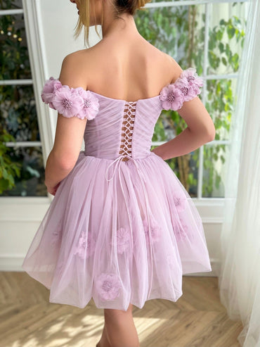 Ruby | Lilac Corset Strapless Short Tulle Homecoming Dress