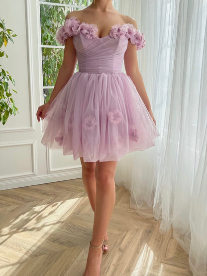 Ruby | Lilac Corset Strapless Short Tulle Homecoming Dress