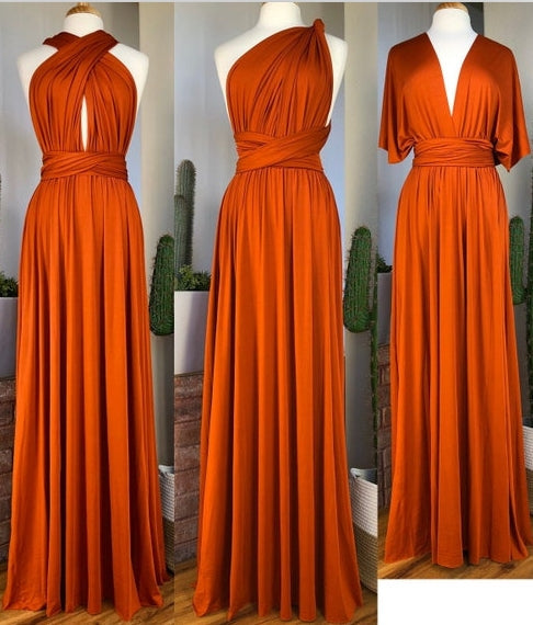 Sheath Sleeveless Orange Infinity Bridesmaid Dresses Multiway Dress