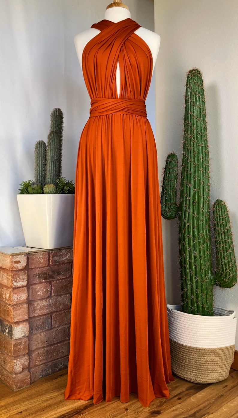 Sheath Sleeveless Orange Infinity Bridesmaid Dresses Multiway Dress