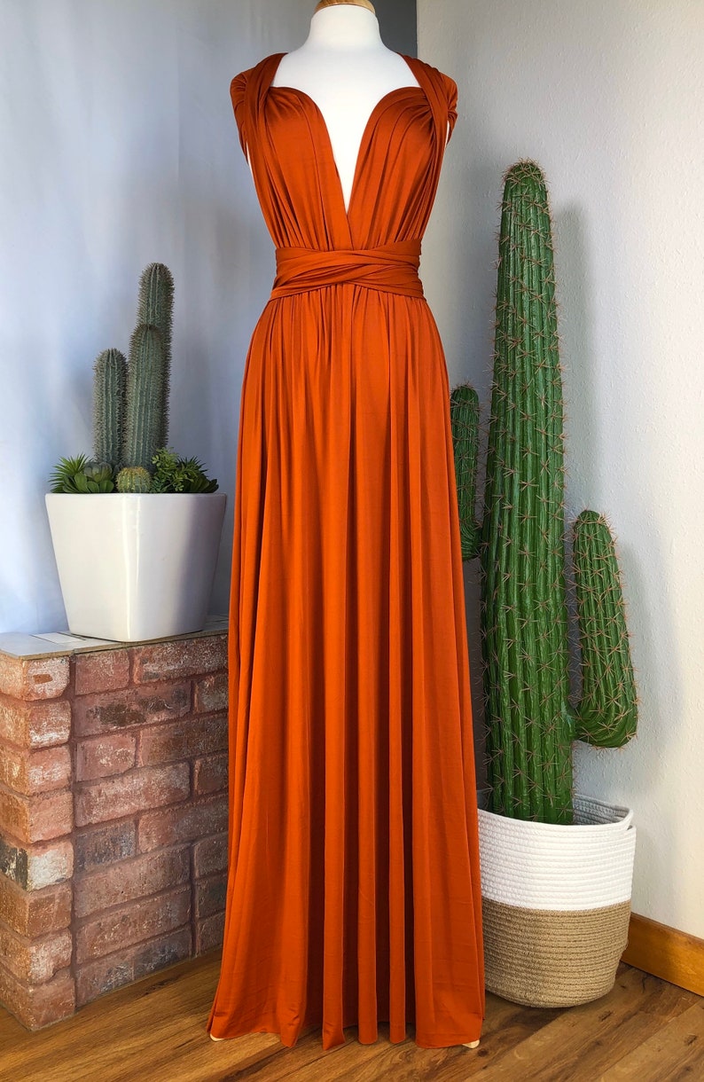 Sheath Sleeveless Orange Infinity Bridesmaid Dresses Multiway Dress