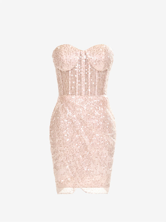 Isadora | Champagne Sheath Sweetheart Sequins Homecoming Dress