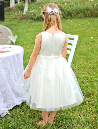 Ivory Boho Pearls Beaded Satin Sash Short Kids Toddlers Party Tutu Dress-showprettydress