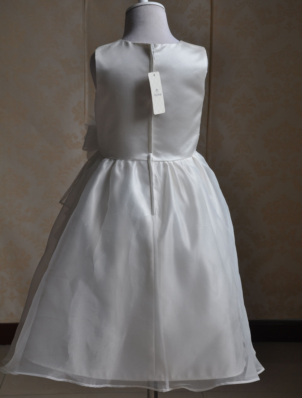 Ivory flower girl dress Sash Bows Ruffles Dress-showprettydress