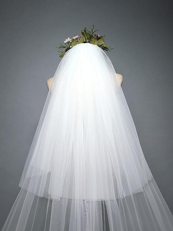 Roycebridal Ivory Lace Cathedral Veil with Blusher Long Wedding Veil