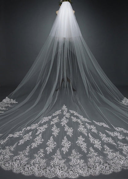 Roycebridal Ivory Lace Cathedral Veils with Blusher