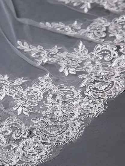 Roycebridal Ivory Lace Cathedral Veils with Blusher