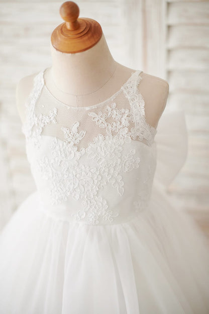 Ivory Lace Tulle Spaghetti straps Halter Neck Wedding Flower