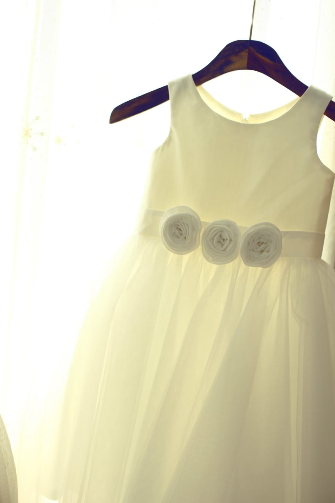 Ivory Tulle Flower Girl Dress Baby Girl Dress with Flower 