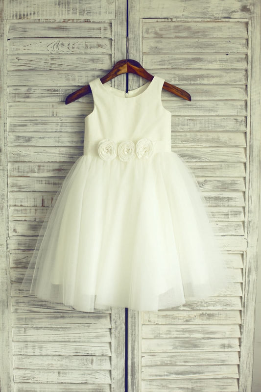 Ivory Tulle Flower Girl Dress Baby Girl Dress with Flower 