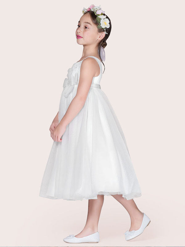 Ivory Tulle Jewel Neck Sleeveless A-Line Kids Party Dresses-showprettydress