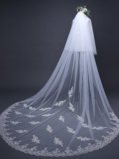 Roycebridal Ivory Tulle & Lace Cathedral Veil Blusher Veil