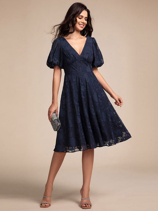 Jamine Mother of the bride/groom shorter navy dress - Bay Bridal and Ball Gowns