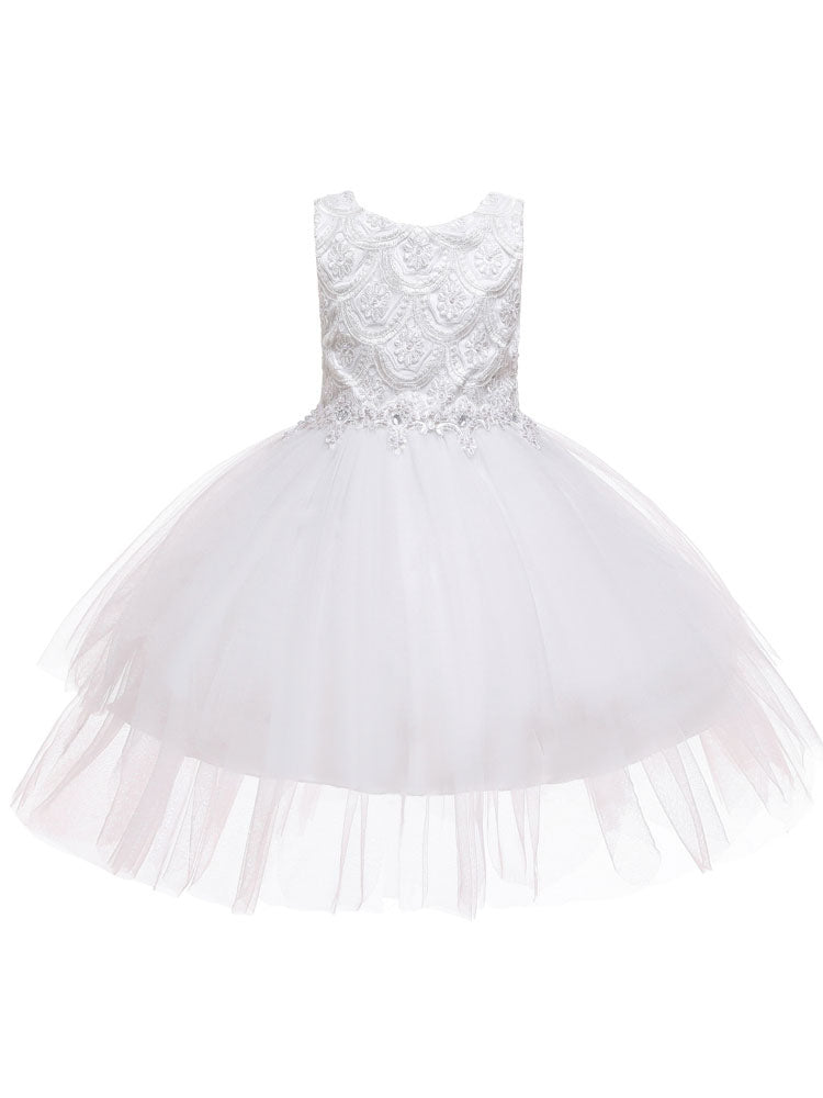 Jewel Neck Sleeveless Bows Formal Kids Pageant flower girl dresses-showprettydress