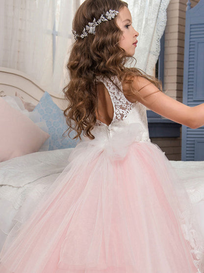 Jewel Neck Sleeveless Butterfly Formal Kids Princess Dresses-showprettydress