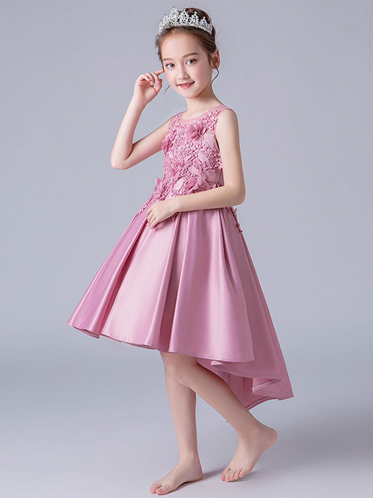 Jewel Neck Sleeveless Embroidered Formal Kids Pageant flower girl dresses-showprettydress