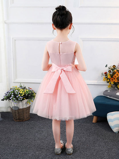 Jewel Neck Sleeveless Embroidered Kids Social Party Dresses-showprettydress