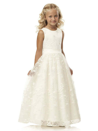 Jewel Neck Sleeveless Sash Formal Kids Pageant flower girl dresses-showprettydress