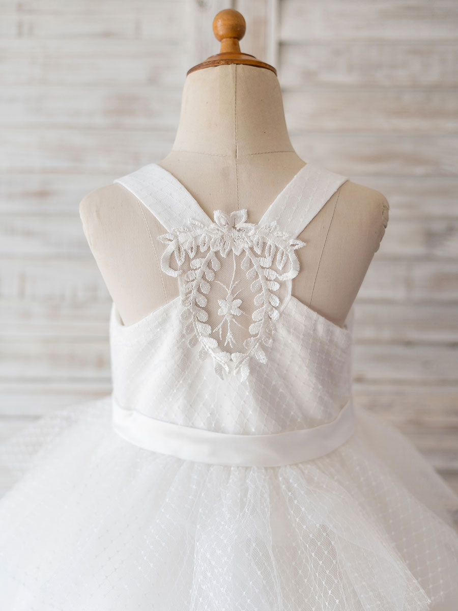 Jewel Neck Sleeveless Tulle Bows Kids Social Party Dresses-showprettydress