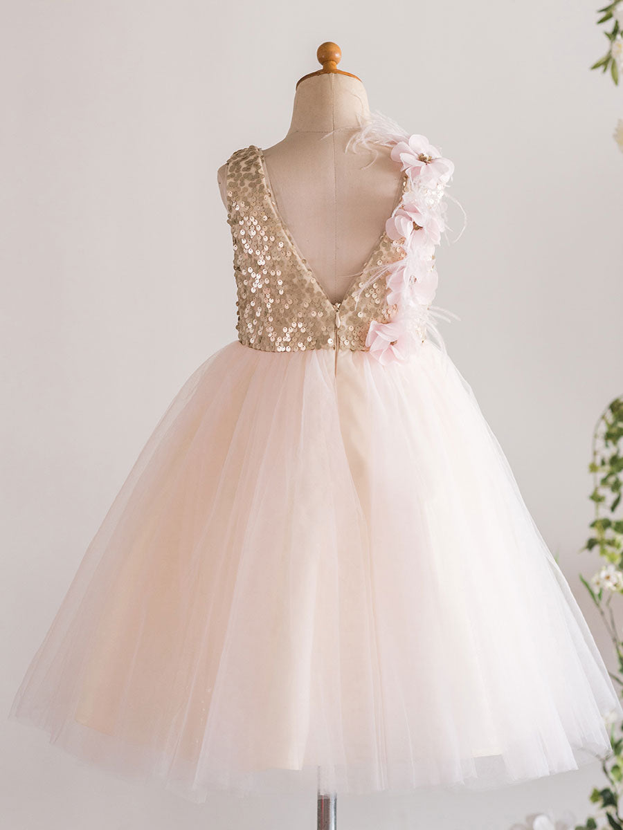 Jewel Neck Tulle Sleeveless Short Princess Flowers Kids Social Party Dresses-showprettydress