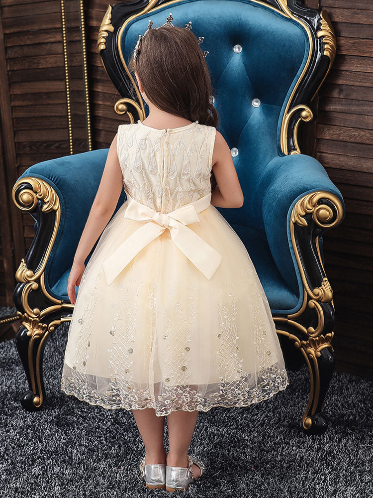 Jewel Neck Tulle Sleeveless Short Princess Kids Pageant flower girl dresses-showprettydress