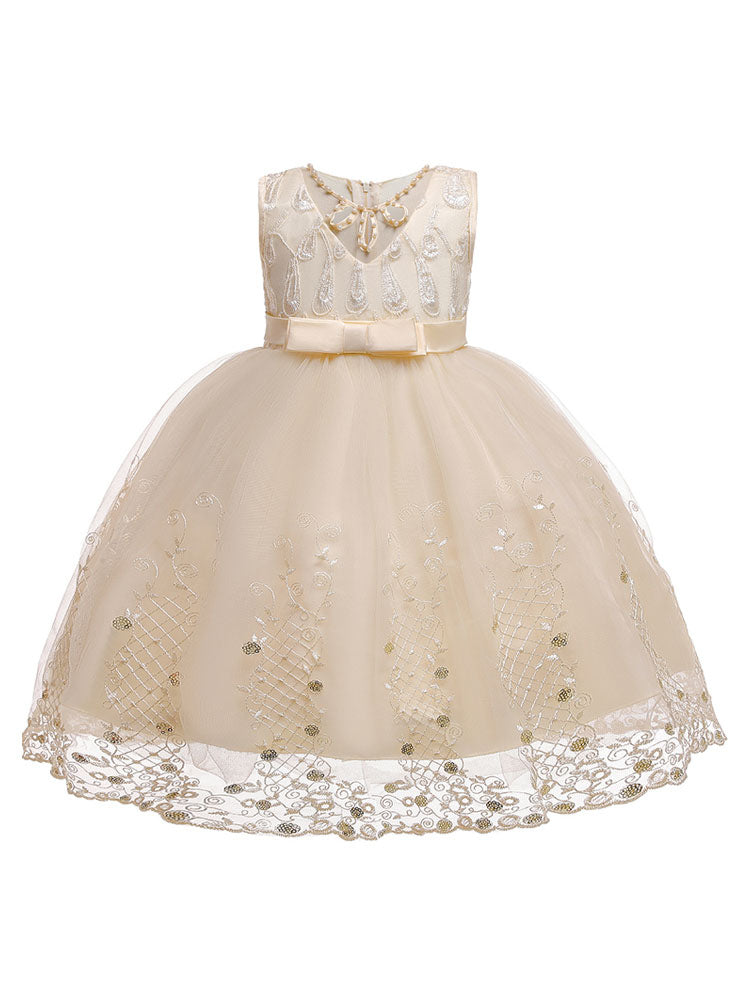 Jewel Neck Tulle Sleeveless Short Princess Kids Pageant flower girl dresses-showprettydress