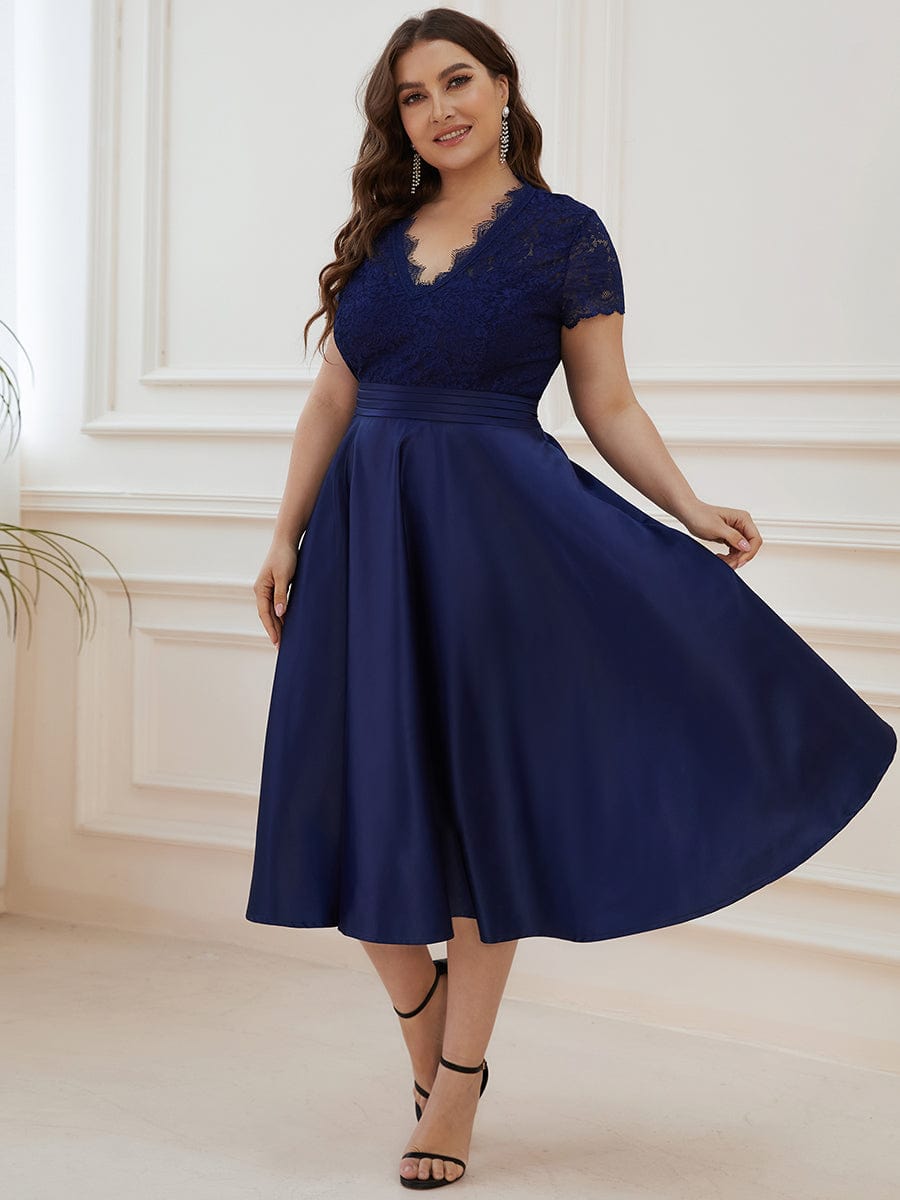 June tea length mother of the bride/groom dress in Navy Express NZ wide - Bay Bridal and Ball Gowns