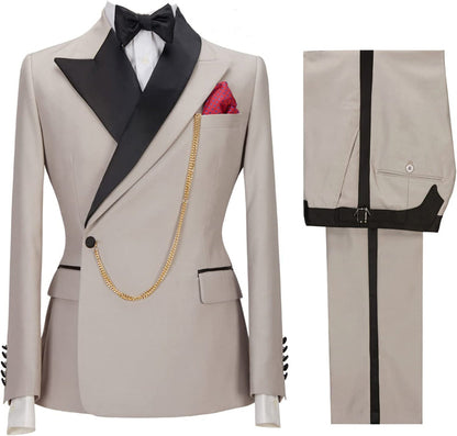 Jackson Khaki Peaked Lapel Two Pieces Bespoke Prom Suits