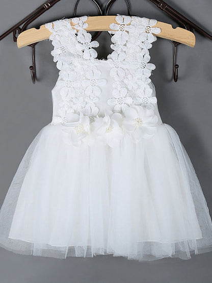 Kids Tutu Lace Applique Peach Beading Short Dinner Party Dresses-showprettydress