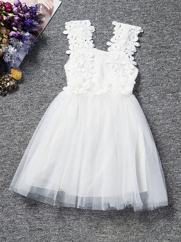 Kids Tutu Lace Applique Peach Beading Short Dinner Party Dresses-showprettydress