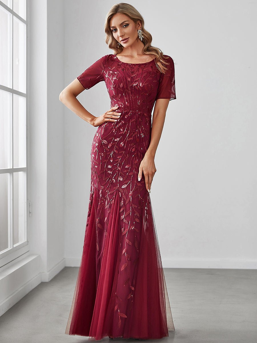 Krystal dress with sequins in burgundy s14-16 Express NZ wide - Bay Bridal and Ball Gowns