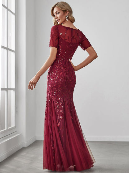 Krystal dress with sequins in burgundy s14-16 Express NZ wide - Bay Bridal and Ball Gowns