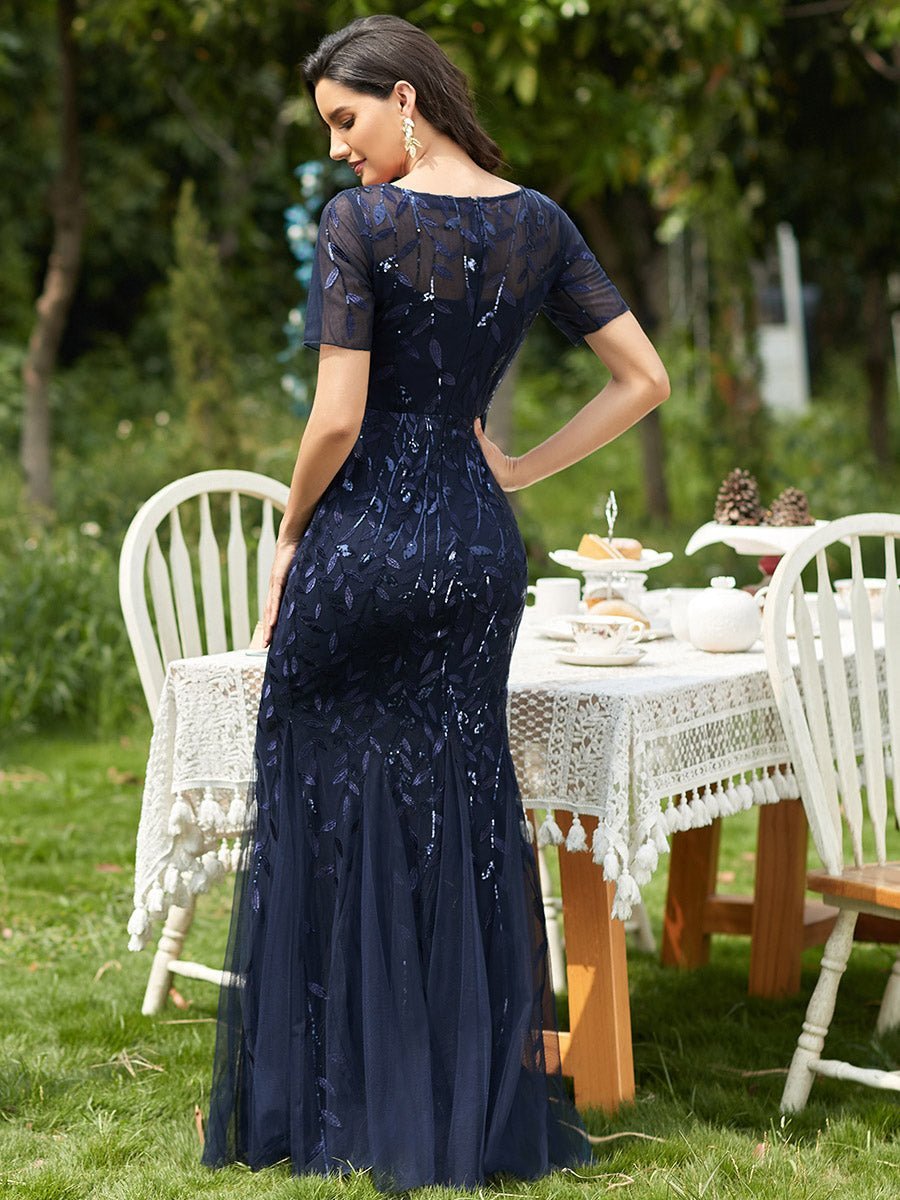 Krystal dress with sequins in navy Express NZ wide - Bay Bridal and Ball Gowns