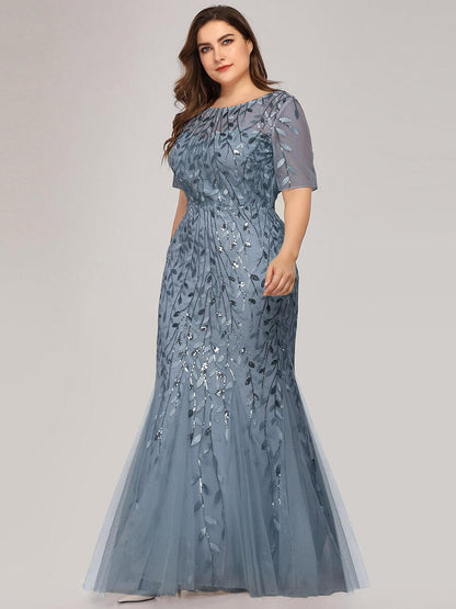 Krystal leaf pattern dress with sequins in dusky navy size 8-10 Express NZ wide - Bay Bridal and Ball Gowns