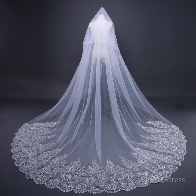 Lace Cathedral Veil with Blusher Viniodress TS17110-Veils-Viniodress-Viniodress