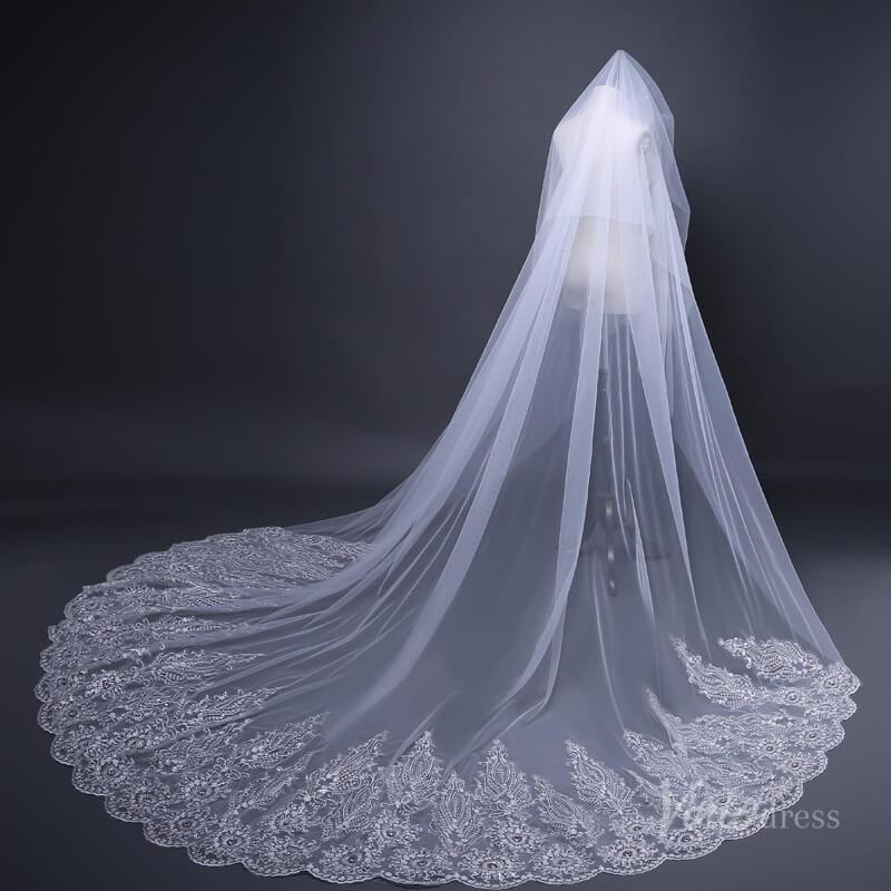 Lace Cathedral Veil with Blusher Viniodress TS17110-Veils-Viniodress-Viniodress